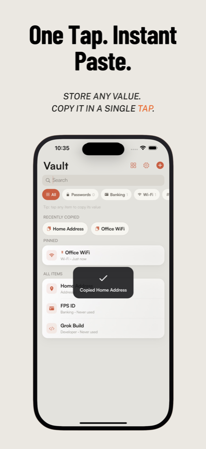 ClipVal — One-tap copy